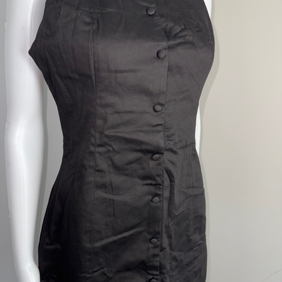 Commense Sleeveless Mini Dress Button‎ Front Fitted Party Cocktail Black Size L - Picture 4 of 17
